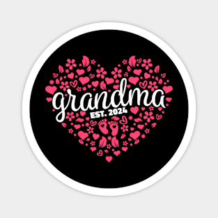 Promoted to Grandma Est 2024 Shirt Hearts First Time Grandma Magnet